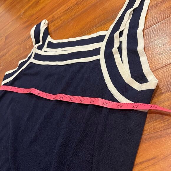 Ralph Lauren navy and white/cream silk tank top - Picture 4 of 6